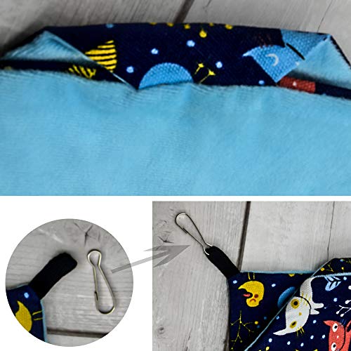 Load image into Gallery viewer, Small Animal Hanging Hammock Pet Swinging Bed 3 Tier Sleep Nap Sack Cage Accessories Kit Set Tunnel Ferret Rat Cave Sugar Glider Hideouts Warm Bedding for Squirrel Guinea Pig (Bluecat Pattern)