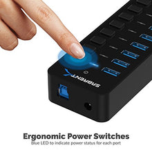 Load image into Gallery viewer, Sabrent 10-Port 60W USB 3.0 Hub with Individual Power Switches and LEDs Includes 60W 12V/5A Power Adapter (HB-BU10)
