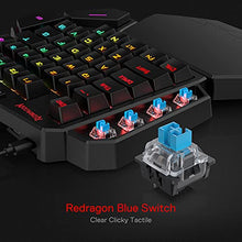 Load image into Gallery viewer, Redragon K585 DITI One-Handed RGB Mechanical Gaming Keyboard, Type-C Professional Gaming Keypad with 7 Onboard Macro Keys, Detachable Wrist Rest, 42 Keys (Black-Blue Switch)
