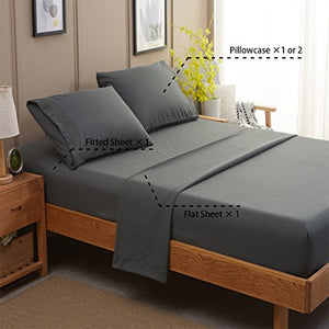 SONORO KATE Bed Sheet Set Super Soft Microfiber 1800 Thread Count Luxury Egyptian Sheets Fit 18 - 24 Inch Deep Pocket Mattress Wrinkle and Hypoallergenic-4 Piece (Dark Grey, Queen)