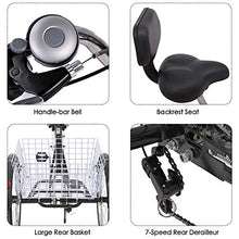Load image into Gallery viewer, MOPHOTO Adult Tricycles 7 Speed 24/26 Inch Three Wheel Bike Cruiser Trike with Low-Step Through Frame/Large Basket/Backrest Saddle for Men, Women, Seniors
