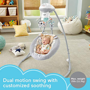 Fisher-Price Fawn Meadows Deluxe Cradle 'n Swing, dual motion baby swing with music, sounds, and motorized mobile [Amazon Exclusive]