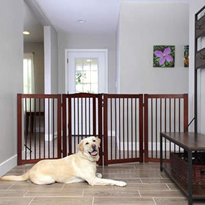 Primetime Petz 33238-G8 360 Configurable Dog Gate with Door – Indoor Freestanding Walk Through Wood Pet Gate,Walnut,36"