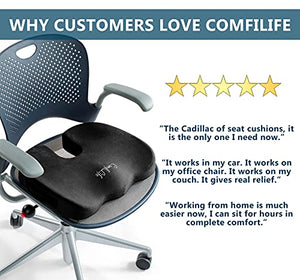 ComfiLife Gel Enhanced Seat Cushion - Non-Slip Orthopedic Gel & Memory Foam Coccyx Cushion for Tailbone Pain - Office Chair Car Seat Cushion - Sciatica & Back Pain Relief (Black)