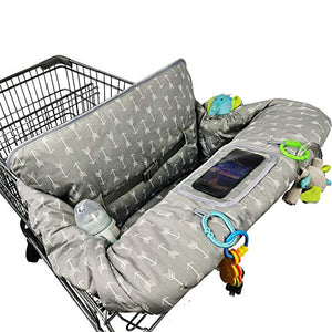 Shopping Cart Cover for Baby boy Girl, Anti Slip Design, Cotton High Chair Cover, Machine Washable for Infant, Toddler, Grocery Cover Large (Grey)
