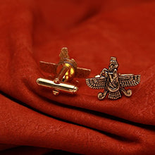 Load image into Gallery viewer, Asoodehdelan Iranian Persian Farvahar Faravahar Cufflinks Iran Persia Pahlavi Farohar Gift (Gold Plated)
