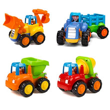 Load image into Gallery viewer, Friction Powered Cars Push and Go Trucks Construction Vehicles Toys Set of Tractor Bulldozer Dump Truck Cement Mixer for Baby Toddlers Infants Boys Gifts
