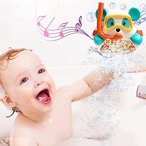 BOSOZOKU Baby Bath Toy, Automatic Bubble Blower Bubble Bath Maker for Bathtub Toys Play 12 Songs for Toddlers Baby Boys and Girls Infants Little Bear Bathtub Play, Great Gifts for Toddlers and Kids