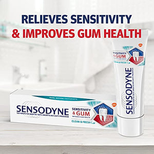 Sensodyne Sensitivity & Gum Sensitive Toothpaste for Gingivitis & Treatment, Clean & Fresh, 3.4 Oz, Pack of 4