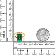 Load image into Gallery viewer, Gem Stone King 6.50 Ct Green Simulated Emerald 18K Yellow Gold Plated Silver Women&#39;s Solitaire Ring (Size 8)
