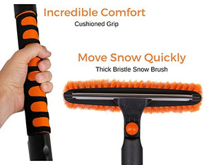 Snow MOOver 39" Extendable Snow Brush with Squeegee and Ice Scraper - Foam Grip - Auto Windshield Snowbrush - no Scratch Removal Tool - Car Truck SUV Winter Remover