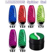 Load image into Gallery viewer, N/D 6PCS Luminous Spider Nail Gel Set, Glow in The Dark Poly Nail Extension Gel Kit, 8ml Nail Art Wire Drawing Polish, DIY Polish UV Nail Art Kit for Halloween Line DIY Manicure Art Decoration
