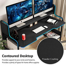 Load image into Gallery viewer, Tribesigns Computer Desk with Hutch, 55-Inch Large Gaming Desk with Storage Shelves, Studio Workstation Desk Studying Writing Table for Home Office
