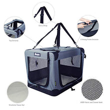 Load image into Gallery viewer, JESPET Soft Dog Crates Kennel for Pets, 3 Door Soft Sided Folding Travel Pet Carrier with Straps and Fleece Mat for Dogs, Cats, Rabbits, Grey Blue &amp; Beige (26&quot; L x 20&quot; W x 20&quot; H, Grey)
