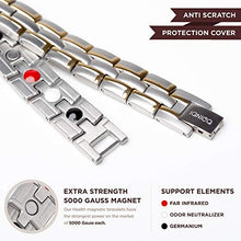 Load image into Gallery viewer, IONICO Stylish Magnetic Therapy Bracelet for Men and Women Health Improvement | Reliefs Arthritis, Carpal Tunnel, Migraine, Headache Pain, Blood Pressure | Strong Energy Healing Power (Silver-Gold)
