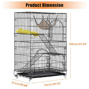 TOOCA 3-Tier Cat Cage, Cat Playpen Kennel Crate Chinchilla Rat Box Cage Enclosure with Ladders, Platforms Beds, Latches Tray Hammock