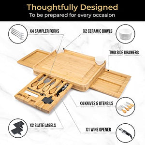 SMIRLY Large Charcuterie Boards Set: Bamboo Cheese Board and Knife Set - Unique Christmas Gifts for Women, House Warming Gifts, New Home Presents, Anniversary, Wedding Gifts for Couples, Gift for Her