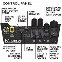 Load image into Gallery viewer, Westinghouse WGen9500 Heavy Duty Portable Generator - 9500 Rated Watts &amp; 12500 Peak Watts - Gas Powered - Electric Start - Transfer Switch &amp; RV Ready - CARB Compliant
