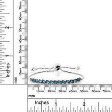 Load image into Gallery viewer, Gem Stone King 925 Sterling Silver London Blue Topaz Women&#39;s Tennis Bracelet (1.50 Total Carat Weight, Gemstone Birthstone, Fully Adjustable)
