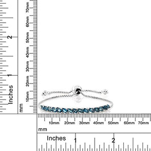 Gem Stone King 925 Sterling Silver London Blue Topaz Women's Tennis Bracelet (1.50 Total Carat Weight, Gemstone Birthstone, Fully Adjustable)