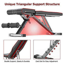 Load image into Gallery viewer, OUNUO Adjustable Weight Bench Foldable, Fitness Workout Bench Weight Lifting Sit-up Multi-use Exercise Bench Flat Incline Decline Bench Press for Home Gym Training
