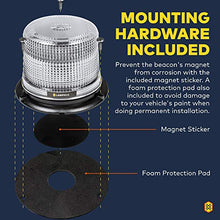 Load image into Gallery viewer, AURA 5" 12W WHITE LED Strobe Warning Beacon Light [SAE Class 1] [38 Flash Modes] [Magnet/permanent] [Low Dome] [Rooftop Mount] Flashing Emergency Beacon Light for Trucks Vehicle Cars

