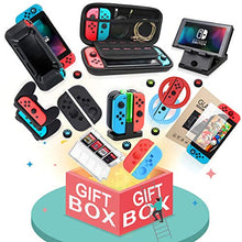 Load image into Gallery viewer, Switch Accessories Bundle, Kit with Carrying Case, Protective Case with Screen Protector, Compact Playstand,Game Case, Joystick Cap, Charging Dock, Grip and Steering Wheel for Nintendo Switch(10-in-1)
