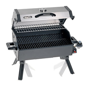 MARTIN Portable Propane Bbq Gas Grill 14,000 Btu Porcelain Grid with Support Legs and Grease Pan