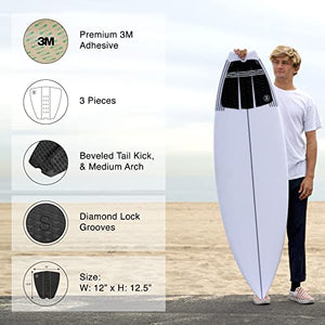 SYMPL Surfboard Traction Pad • 3 Piece Deck Pad for Surfing, Skimboarding • Maximum Grip • 3M Adhesive • Fits Surfboards, Skimboard, Longboard, Fish