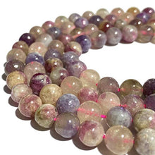 Load image into Gallery viewer, [ABCgems] Brazilian Cherry Tourmaline in Lepidolite (Gorgeous Inclusions- Mohs Hardness 7.5) 10mm Smooth Round Natural Semi-Precious Gemstone Healing Energy Beads
