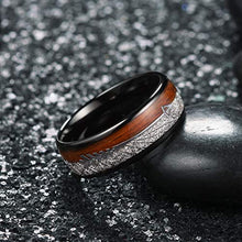 Load image into Gallery viewer, King Will Nature Men's 8mm Tungsten Carbide Ring with Wood &amp; Silver Wire &amp; Arrow Inlay Wedding Rings Dome Edge Comfort Fit 10
