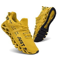 Load image into Gallery viewer, COKAFIL Mens Athletic Walking Blade Running Tennis Shoes Fashion Sneakers, Yellow, 7.5

