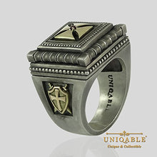 Load image into Gallery viewer, Knight Templar Masonic Cross Handmade Men Signet Ring Sterling Silver 925 Solid Yellow Gold 14K KTR 018SYG14K (12)
