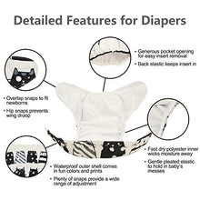 Load image into Gallery viewer, babygoal Reusable Cloth Diapers for Baby Boys, One Size Adjustable Washable Pocket Nappy Covers 6 Pack+ 6pcs Microfiber Inserts+4pcs Bamboo Inserts 6FB15
