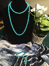 Load image into Gallery viewer, PEARLADA Boho Turquoise Necklace Long Beaded Necklace Strand Handmade Knotted Jewelry for Women Fashion Beads Endless Necklace
