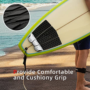 Abahub 3 Piece EVA Surfboard Deck Traction Pads with Kicker for Stomp Skimboards, Surf Boards, Funboard, Fish Board, White