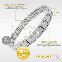 Load image into Gallery viewer, MagnetRX® Women's Ultra Strength Magnetic Therapy Bracelet - Arthritis Pain Relief &amp; Carpal Tunnel Titanium Magnetic Bracelets for Women - Adjustable Length with Sizing Tool (Silver)
