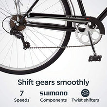 Load image into Gallery viewer, Schwinn Wayfarer Adult Bike Hybrid Retro-Styled Crusier, 18-Inch/Medium Steel Step-Over Frame, 7-Speed Drivetrain, Rear Rack, 700C Wheels, Black
