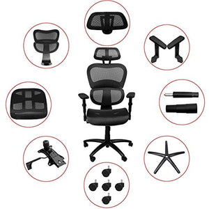 Komene Ergonomic Mesh Office Chair, High Back Computer Chairs with Adjustable Headrest backrest, 3D Flip-up Arms, Swivel Executive Chairs More Comfortable for Height Under 5′11″