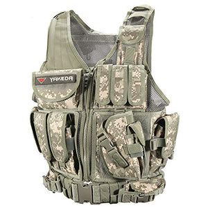 YAKEDA Tactical Vest Outdoor Ultra-Light Breathable Combat Training Vest Adjustable for Adults (ACU Camou)
