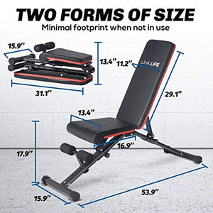 WILLY Adjustable Weight Bench for Full Body Workout Multi-Purpose Utility Weight Bench Foldable Flat Bench Press for Home Gym, Adjustable Strength Training Bench with Fast Folding