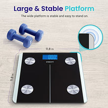 Load image into Gallery viewer, Etekcity Scales for Body Weight, Bathroom Digital Weight and Body Fat Scale for BMI, Rechargeable Smart Bluetooth Body Composition Analyzer, Sync Data with Other Fitness Apps Black 11.8x11.8 Inch
