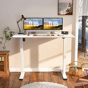Flexispot EC1 Large Electric Stand Up Desk Workstation White Whole-Piece Desk Board Home Office Computer Standing Table Height Adjustable Desk (White Frame + 55" White Top)