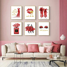 Load image into Gallery viewer, Red Flower Perfume Makeup Art Posters Set of 6 Fashion Canvas Wall Art Prints Makeup Decor Wall Pictures for Bedroom Decor Girls Room Wall Decor (8"x10" UNFRAMED, Blood Red)
