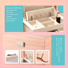 Load image into Gallery viewer, Vlando Jewelry Box, Faux Leather Medium Jewelry Organizer, Vintage Gift for Women -Pink-Cross Pattern
