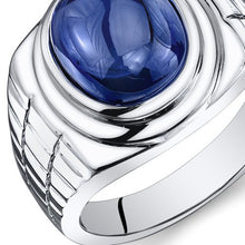 Load image into Gallery viewer, Peora Mens 8.00 Carats Created Sapphire Ring Sterling Silver Size 11
