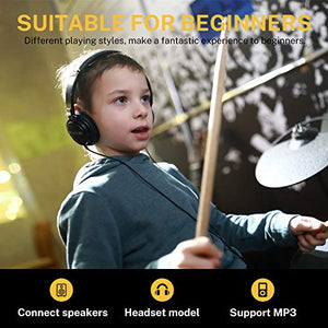 Donner DED-200 Electric Drum Set Electronic Kit with Mesh Head 8 Piece, Drum Throne, Sticks Headphone and Audio Cable Included, More Stable Iron Metal Support Set