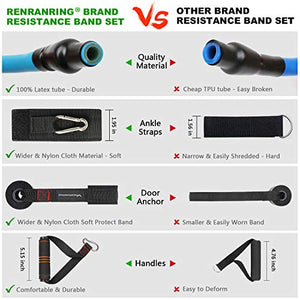 RENRANRING Resistance Bands Set, Exercise Bands with Stackable Workout Bands, Door Anchor Attachment, Handles, Legs Ankle Straps, Carry Bag for Fitness