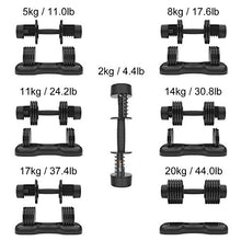 Load image into Gallery viewer, ATIVAFIT Adjustable Dumbbells 44 lbs-20KG Weight for Workout Strength Training Fitness Weight Gym (Single
