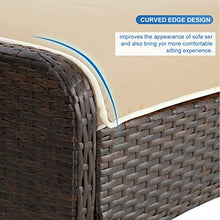 Load image into Gallery viewer, U-MAX 5 Pieces Patio Furniture Set Outdoor Chair and Ottoman Set with Cushions &amp; Side Table, Brown PE Wicker Rattan Lawn Pool Balcony Backyard Conversation Lounge Set, White &amp; Tan Cushion
